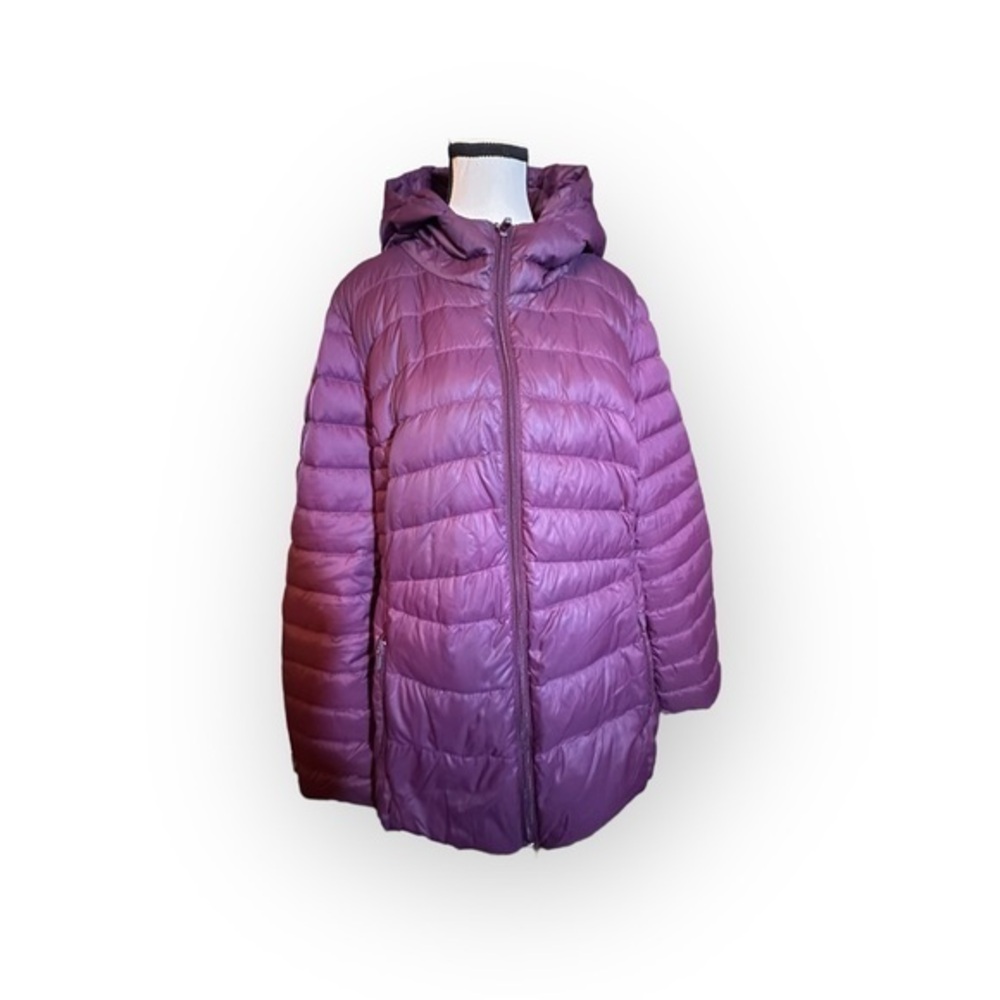 Women’s 2X Plum Vegan Down Lightweight Packable Puffer Jacket & Bag 18 20